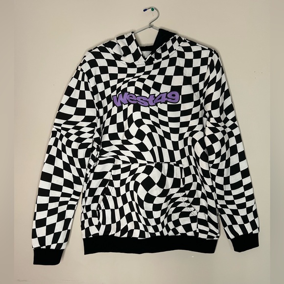West Forty Nine Wavy Checker Pattern Hoodie - Picture 3 of 7